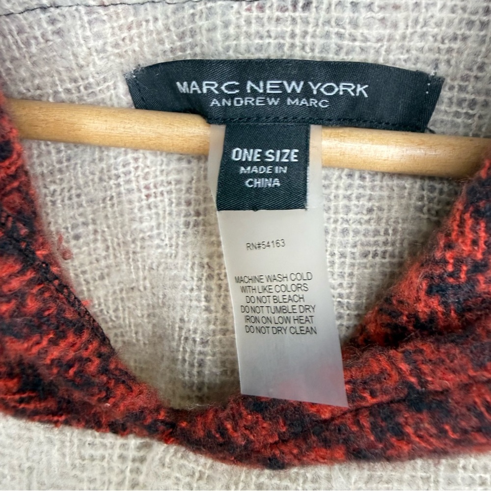 Marc New York Andrew Marc Plaid Poncho Sweater | One Size | Cozy Layer - Picture 2 of 7